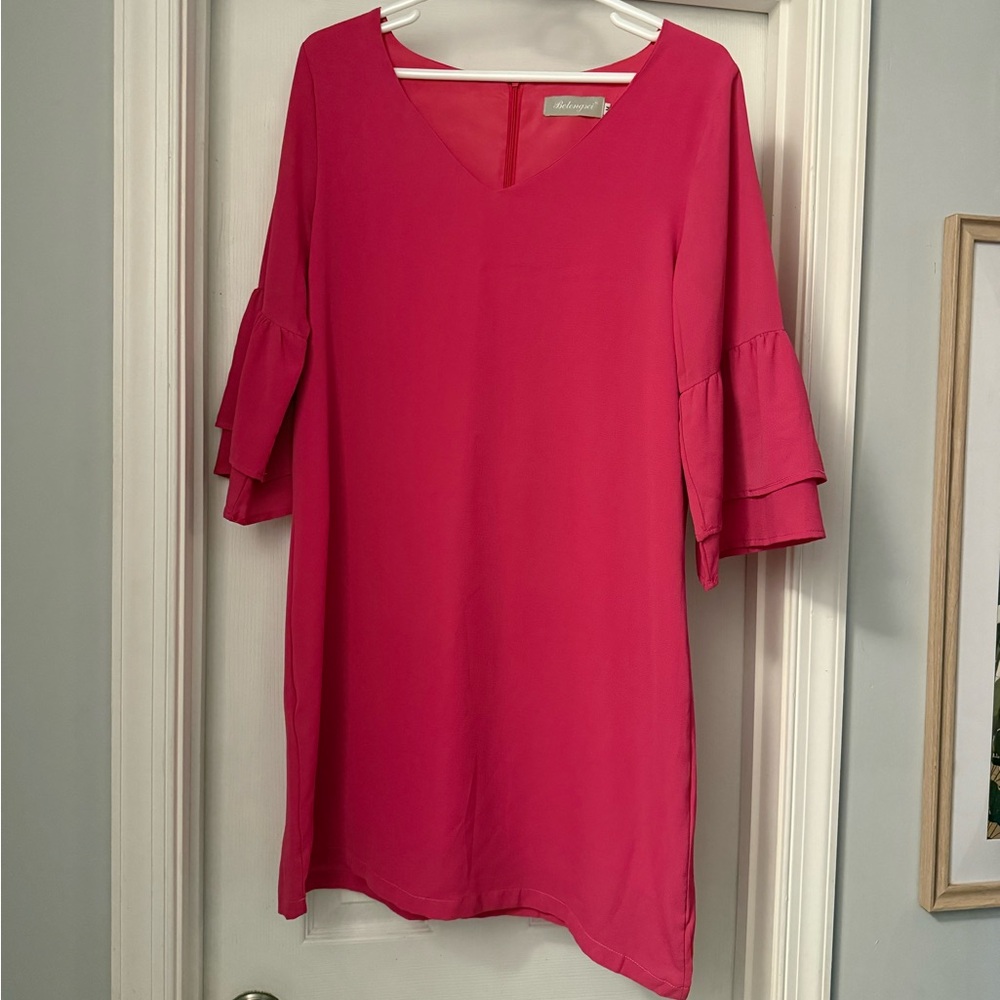 Elegant Fuchsia V-Neck Tunic